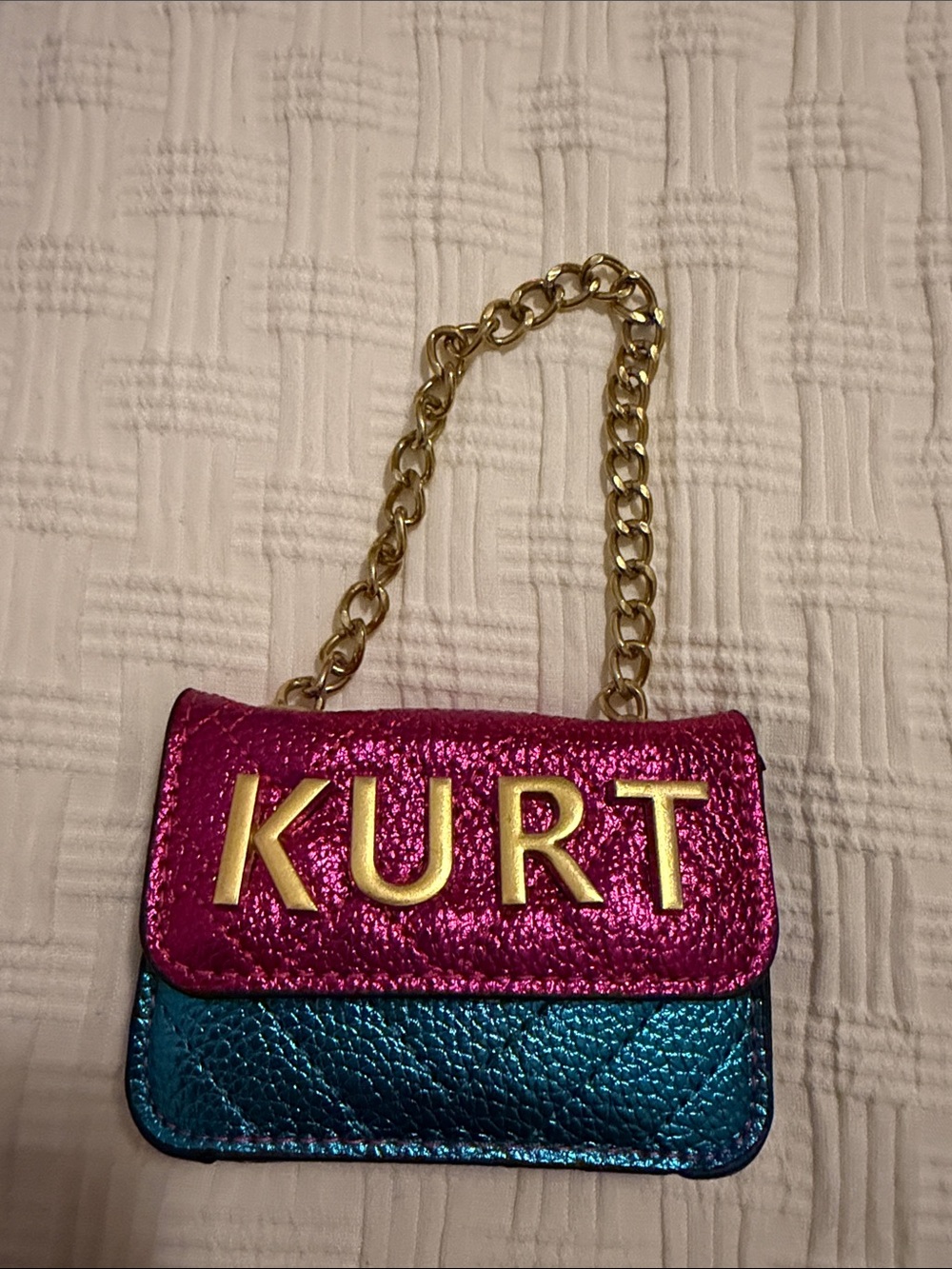 Metallic Pink & Teal Chain Shoulder Bag